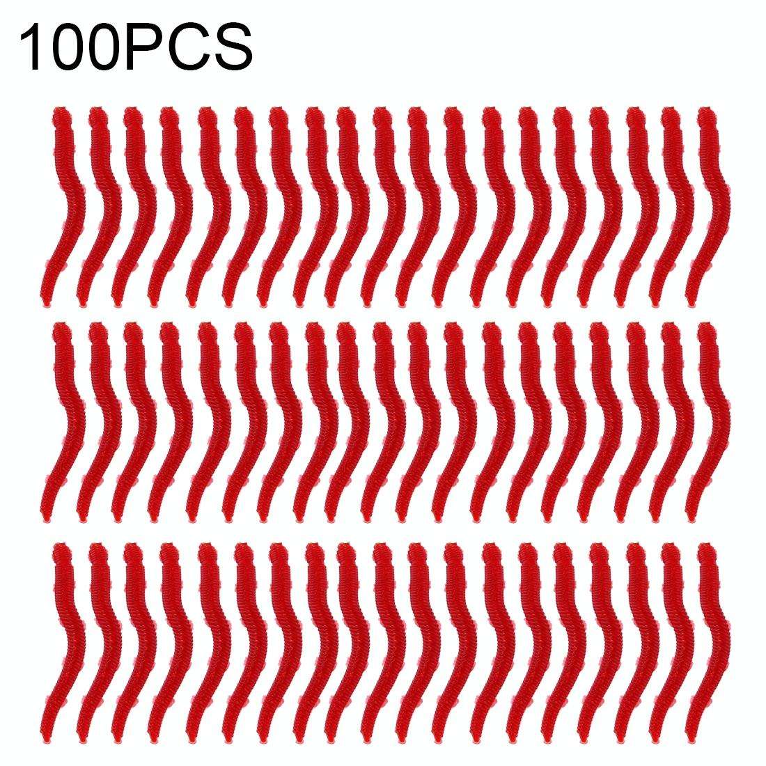 100 PCS Artificial Earthworm Fishing Lures Soft Silicone Worms Fishing Bait(Red)