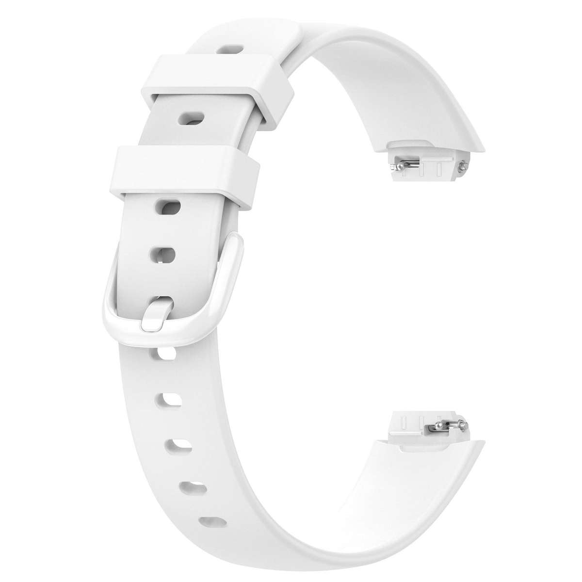 For Fitbit Inspire 3 Solid Color Silicone Watch Band, Size:L(White)
