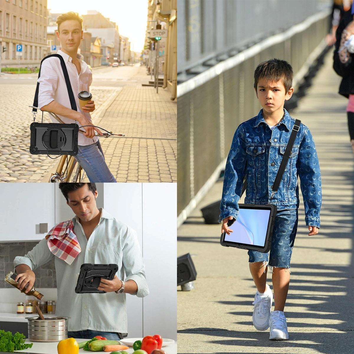 For Huawei MatePad SE 10.4 360 Degree Rotation PC Contrast Silicone Tablet Case(Black)