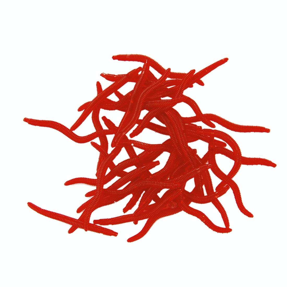 100 PCS Artificial Earthworm Fishing Lures Soft Silicone Worms Fishing Bait(Red)
