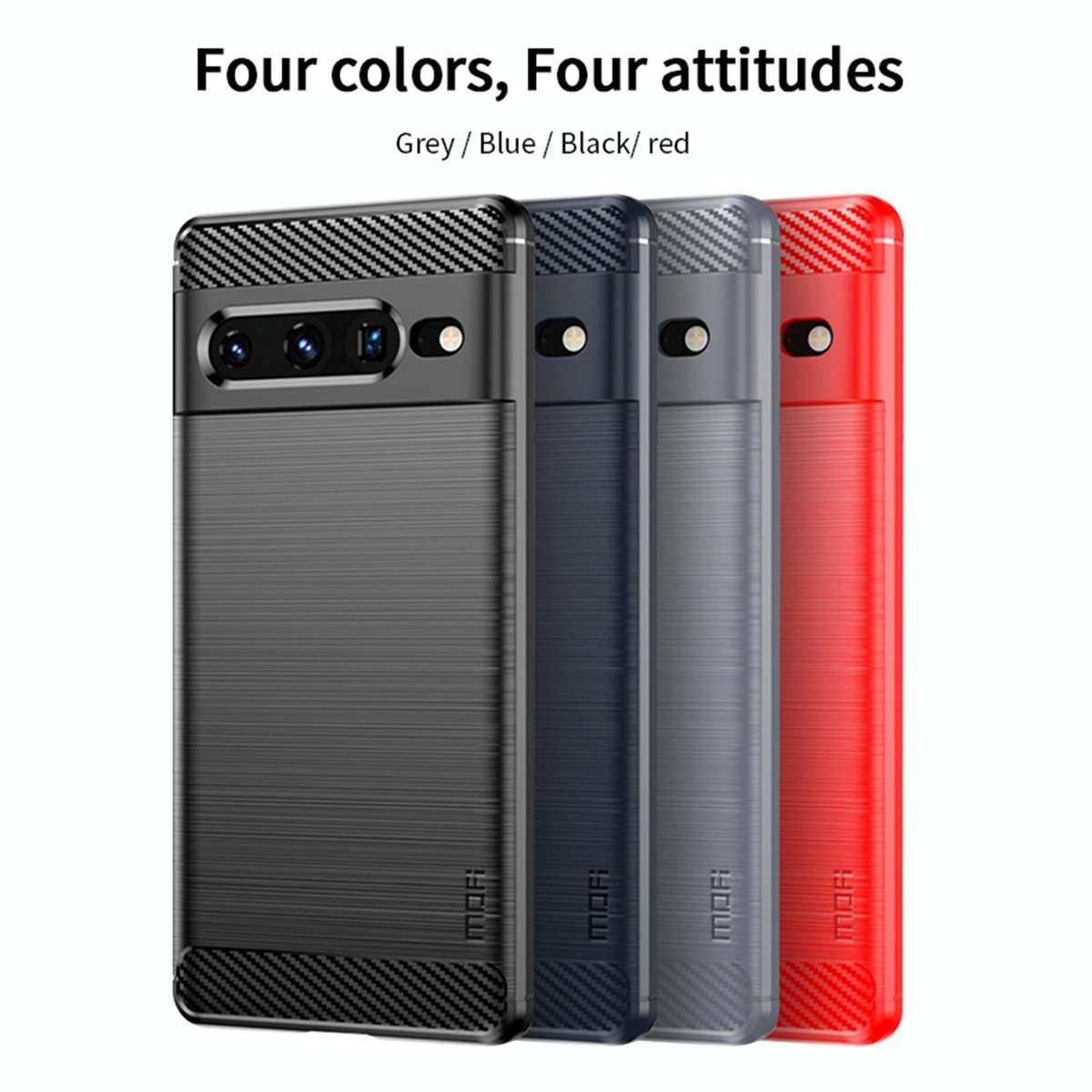 For Google pixel 7 Pro 5G MOFI Gentleness Series Brushed Texture Carbon Fiber TPU Phone Case(Black)