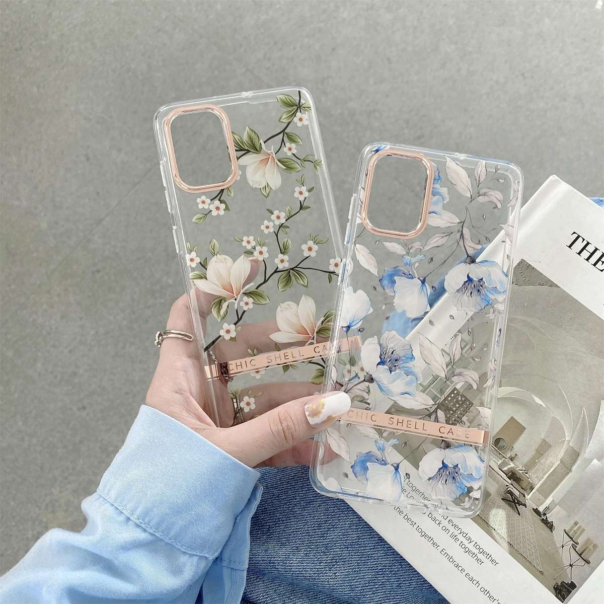 For Samsung Galaxy A54 5G High Translucent Electroplating Flower Pattern TPU + PC Phone Case(Hibi...