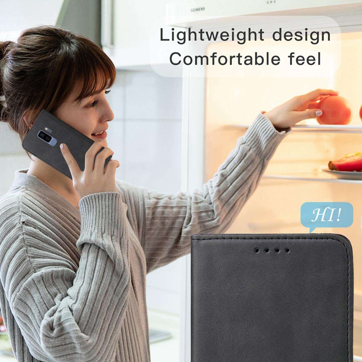 For Samsung Galaxy S9 Plus Magnetic Closure Leather Phone Case(Black)