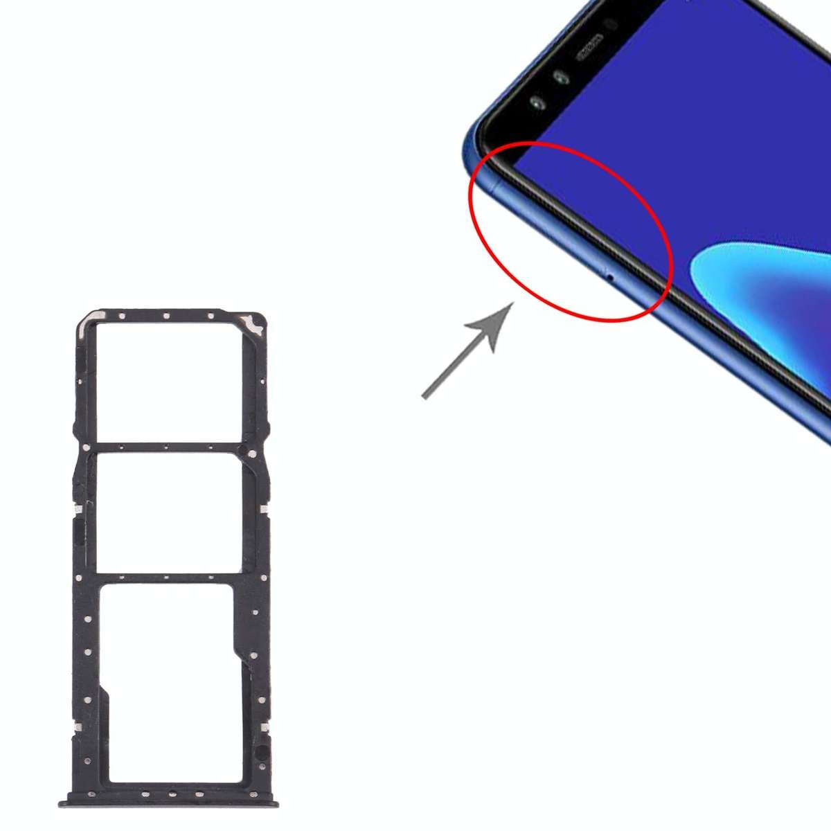 SIM Card Tray + SIM Card Tray + Micro SD Card Tray for Huawei Y9 (2018) (Black)