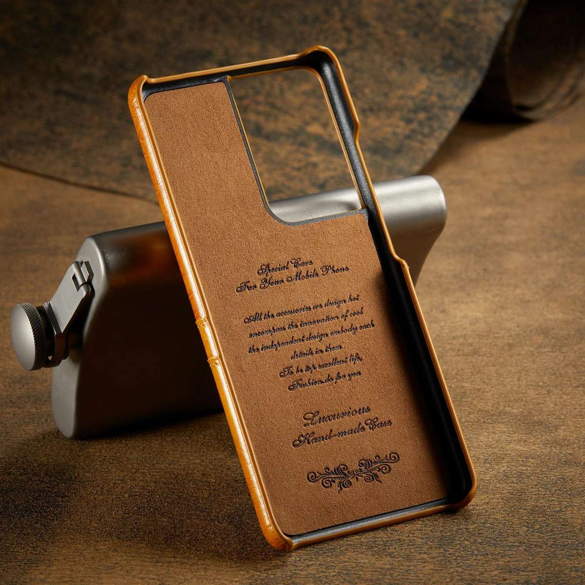 For Samsung Galaxy S21 Ultra 5G Fierre Shann Oil Wax Texture Leather Back Cover Case(Yellow)