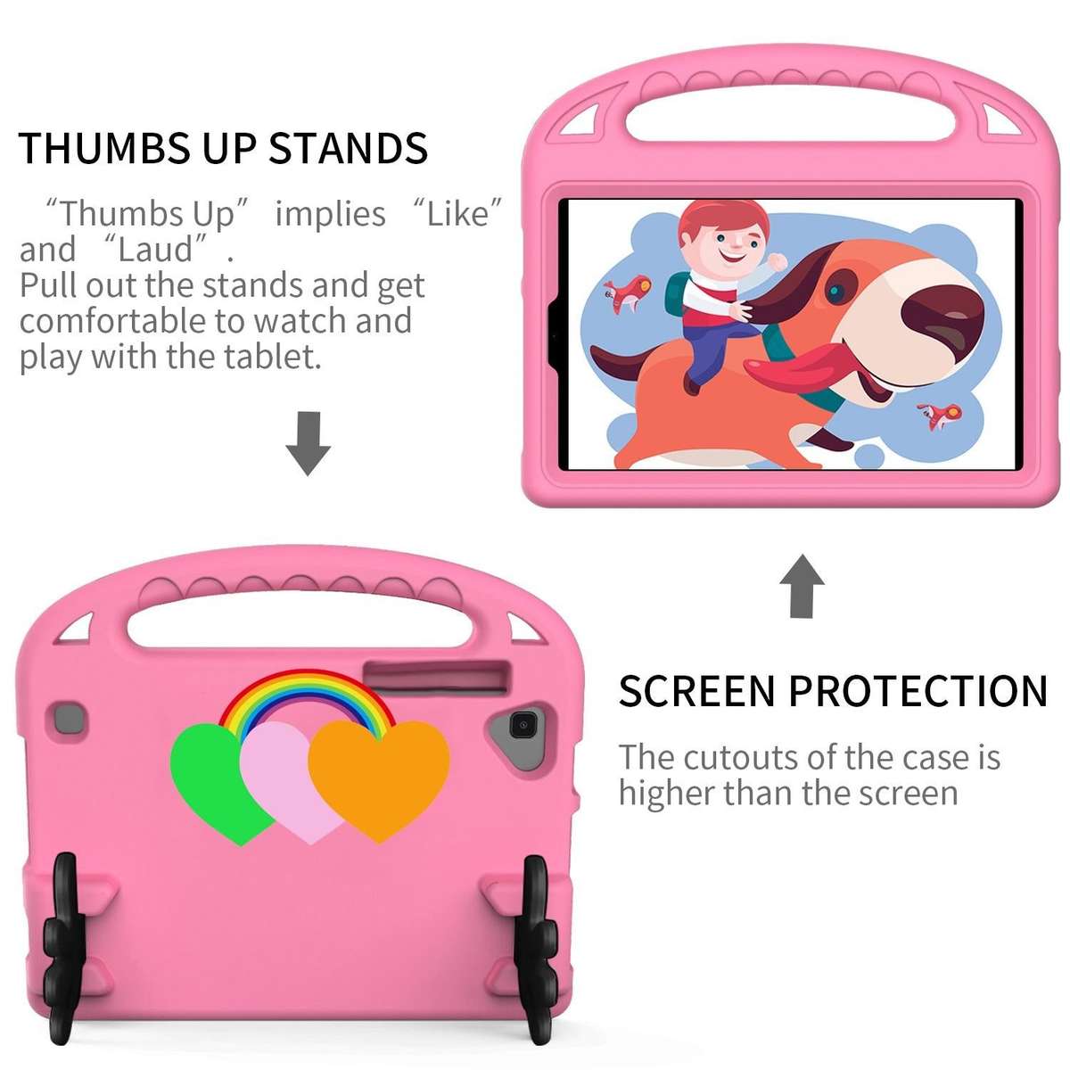 For Walmart Onn 8 inch Love Small Palm Holder EVA Tablet Case(Pink)