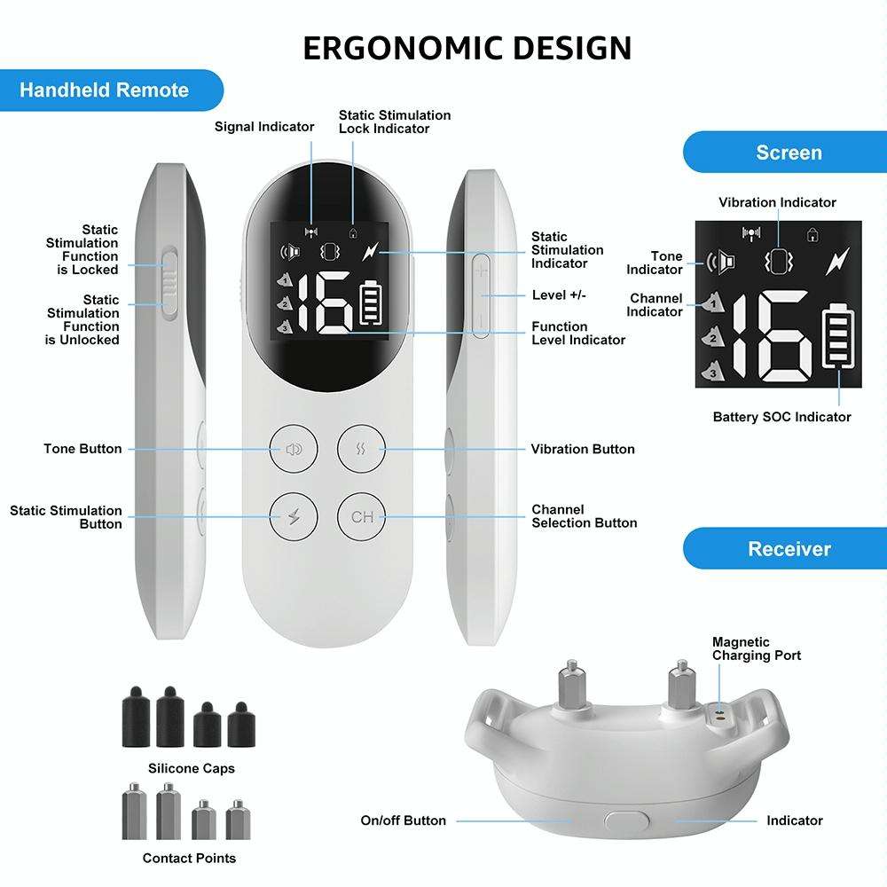 Smart Waterproof Shock Collar For Pets Remote Control Dog Training Device, Size: For-Two-Dog(White)