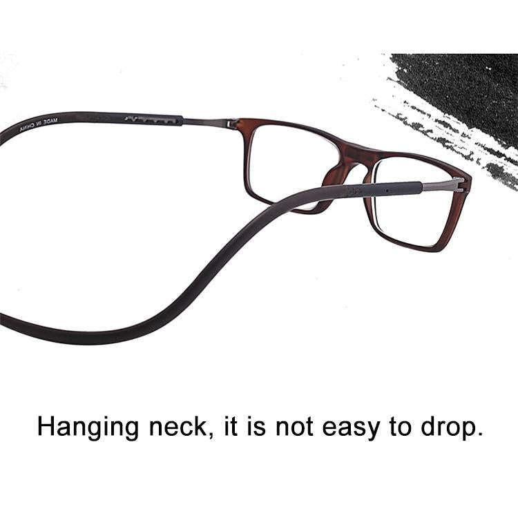 Anti Blue-ray Adjustable Neckband Magnetic Connecting Presbyopic Glasses, +4.00D(Grey)