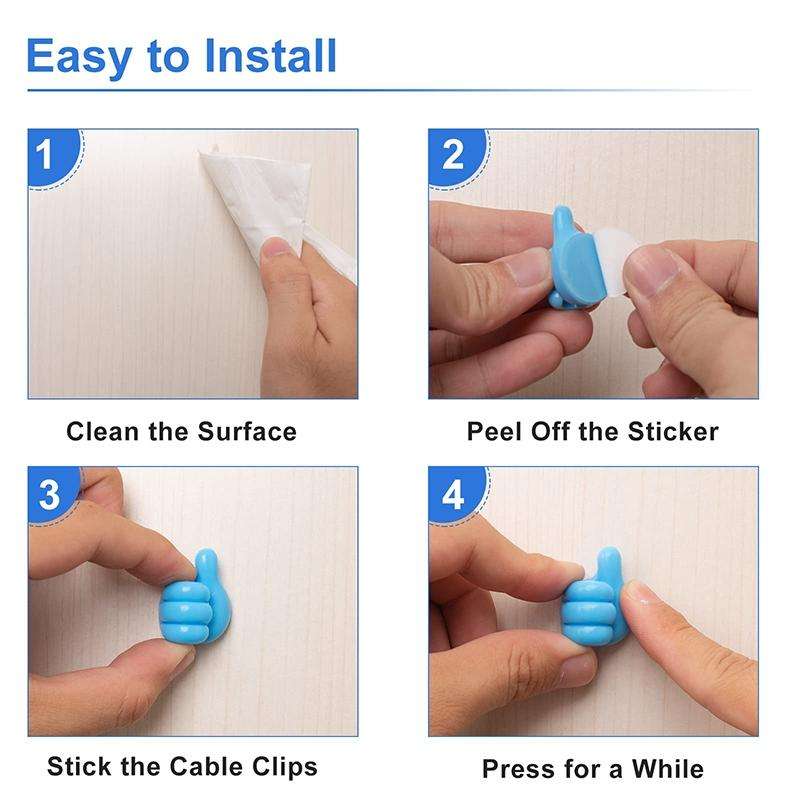 10 PCS Non-punching And Non-marking Adhesive Thumb Hook Cable Organizer(White)