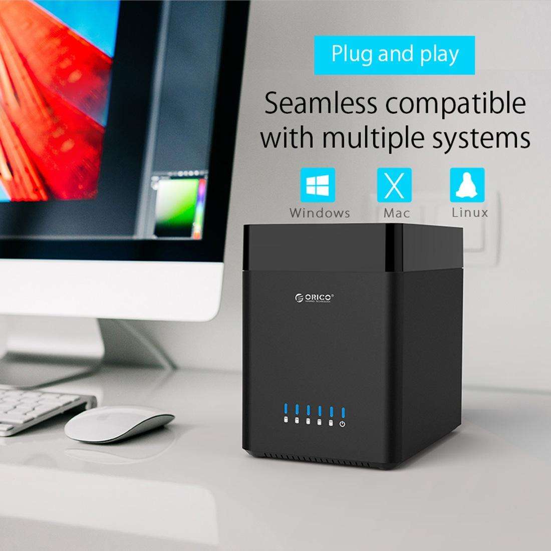 ORICO DS500C3 3.5 inch 5 Bay Magnetic-type USB-C / Type-C Hard Drive Enclosure with Blue LED Indi...
