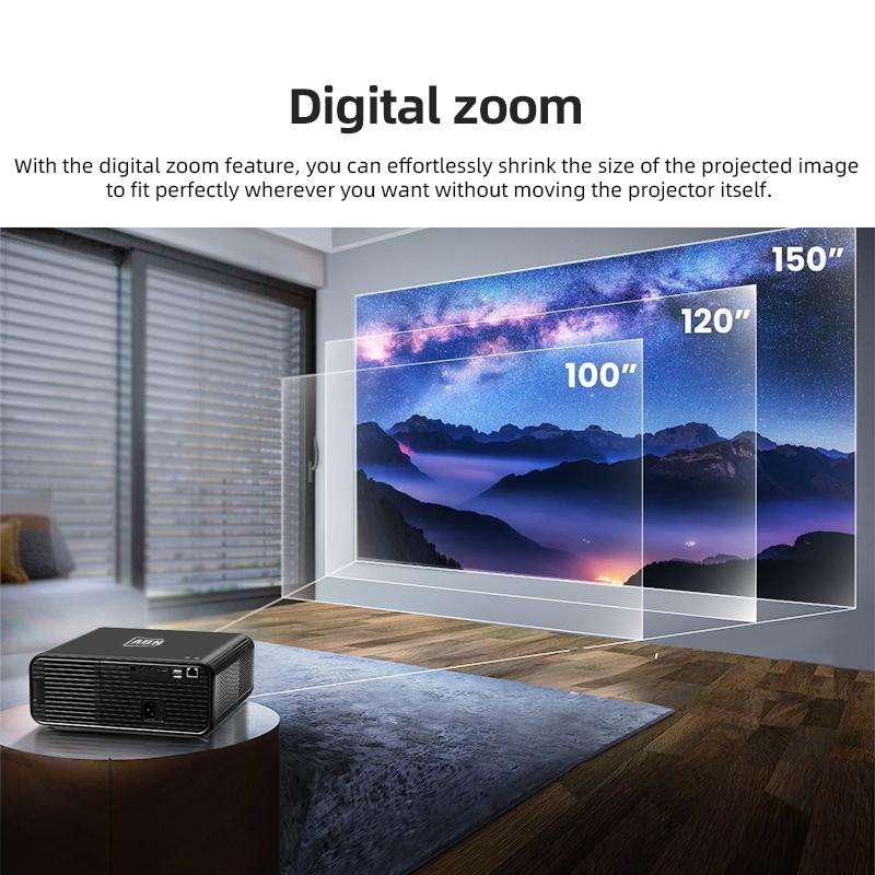 AUN U001 4K 18000 Lumens Portable Home Theater LED HD Digital Projector, EU Plug (Black)