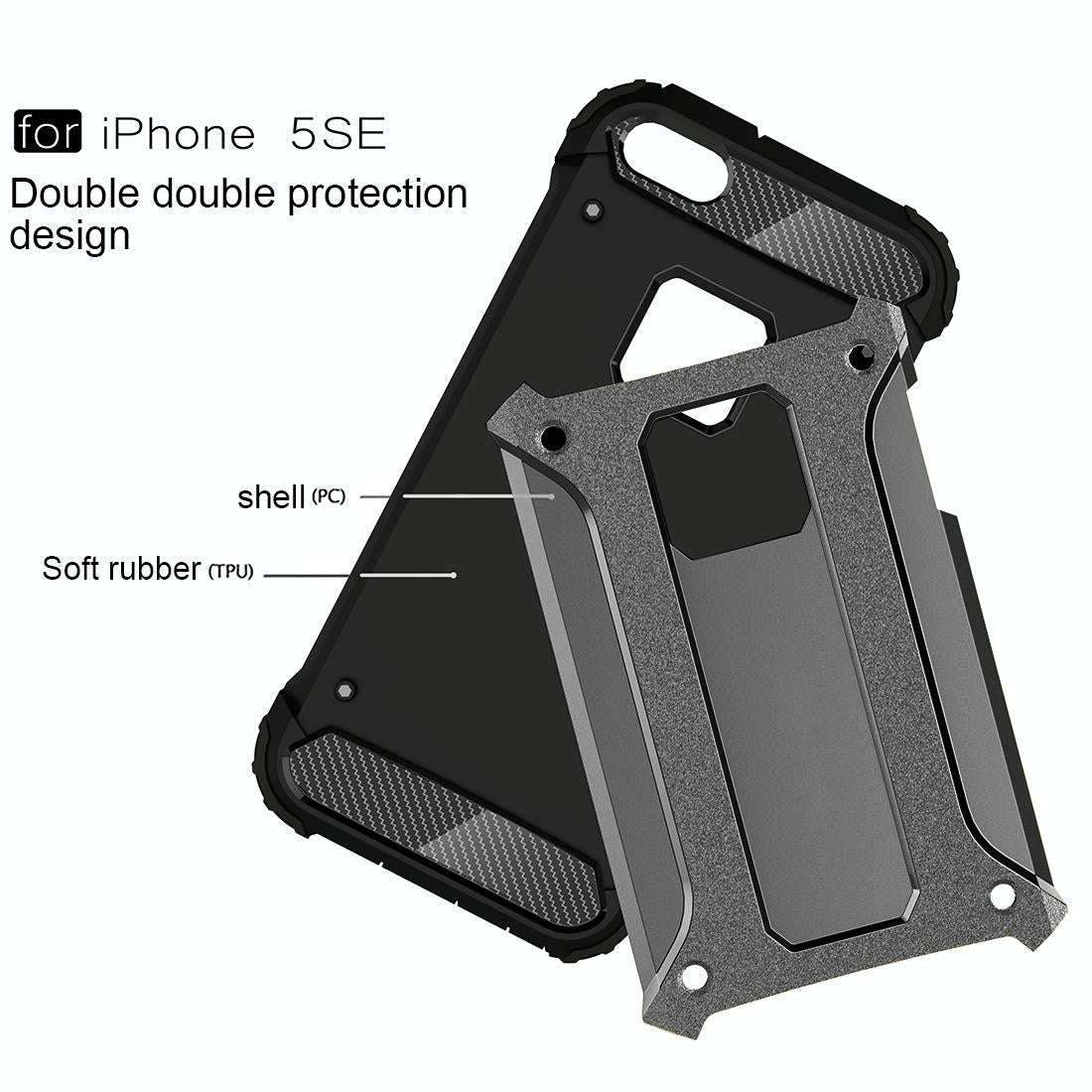 Tough Armor TPU + PC Combination Case for iPhone SE & 5 & 5s(Grey)