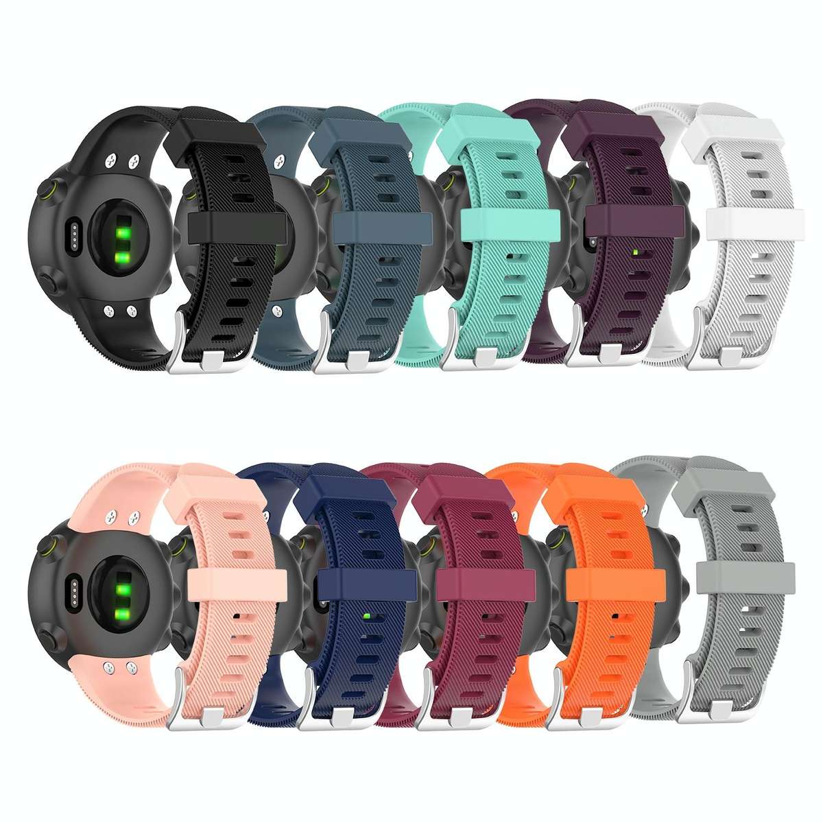 For Garmin Forerunner 45 / Forerunner 45S Universal Twill Solid Color Silicone Watch Band(White)
