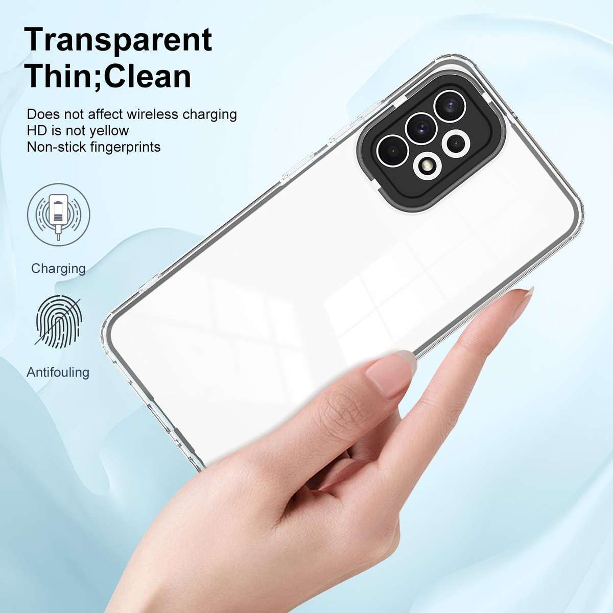 For Samsung Galaxy A33 5G 3 in 1 Clear TPU Color PC Frame Phone Case(Black)