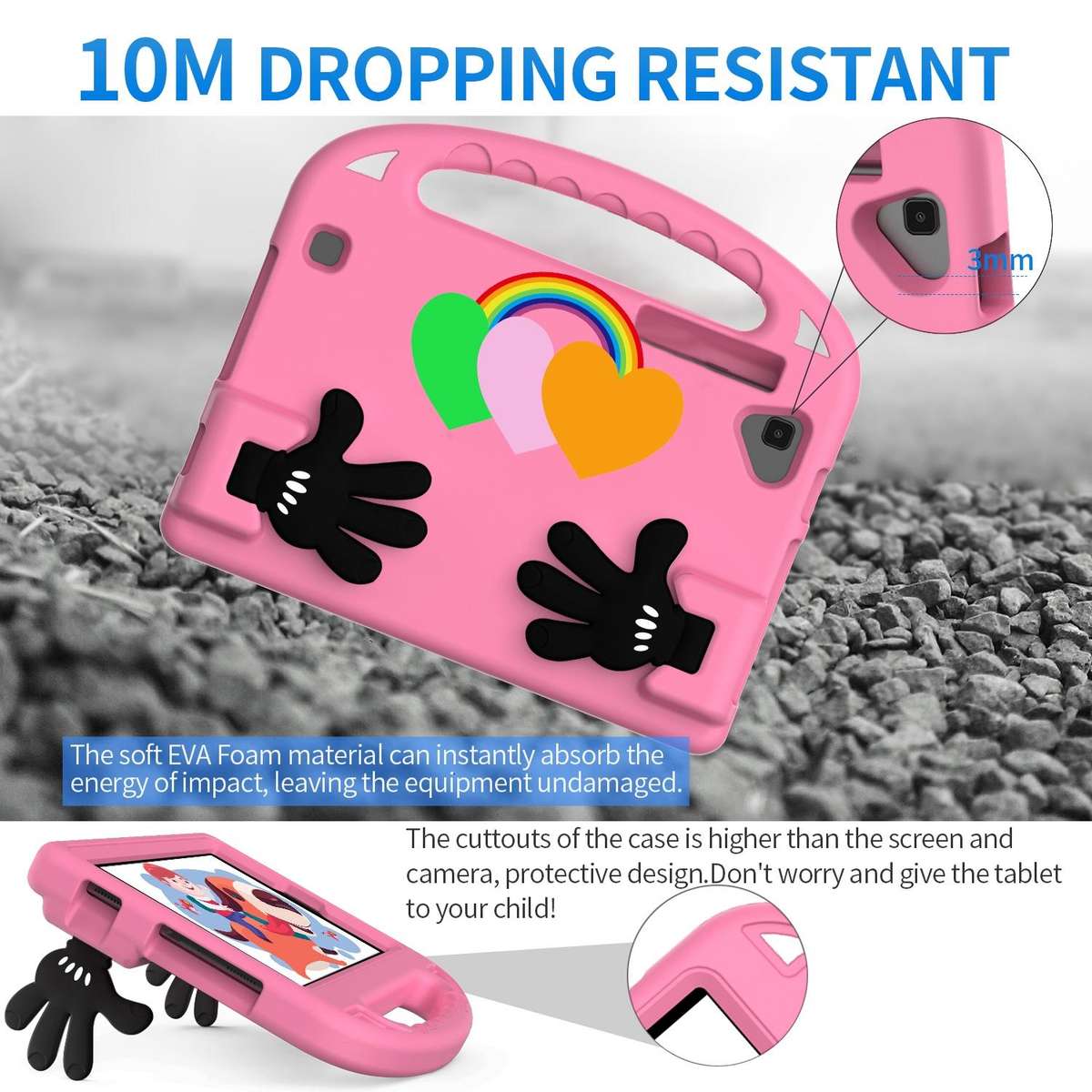 For Walmart Onn 8 inch Love Small Palm Holder EVA Tablet Case(Pink)