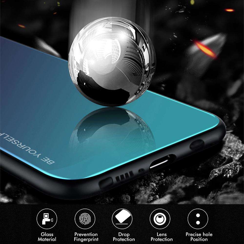 For Galaxy Note 9 Gradient Color Glass Case(Blue)