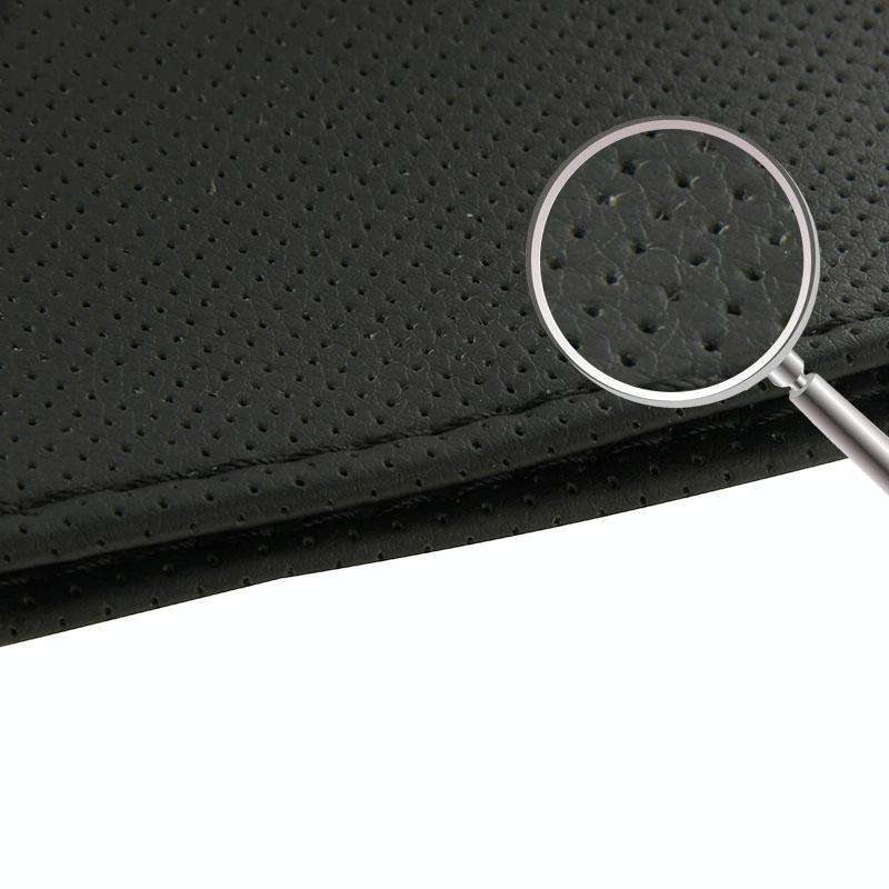 Leather Steering Wheel Cover With Needle and Thread, Size: 54x10.5cm (Black)