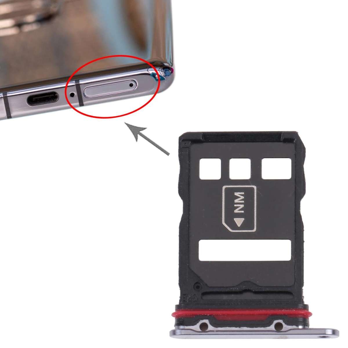 SIM Card Tray + NM Card Tray for Huawei P50 Pro+ (Black)