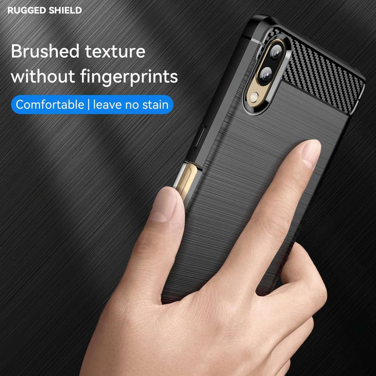 For Sony Xperia L3 Brushed Texture Carbon Fiber TPU Phone Case(Black)
