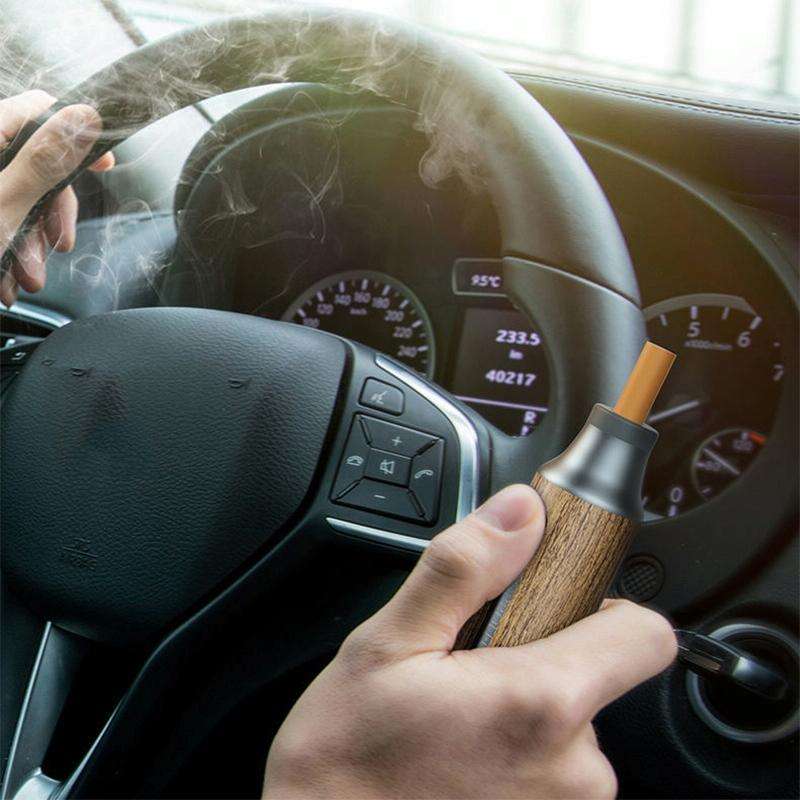 KURKE Anti-Smoke Ash Falling Cigarette Cover Car Ashtray, Colour: Walnut