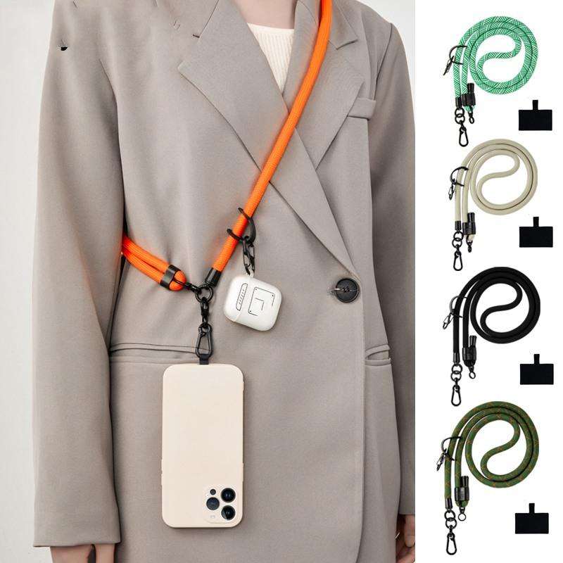 10mm Thick Rope Mobile Phone Lanyard Spacer Adjustable Anti Theft Phone Strap(NO.7 White Orange)