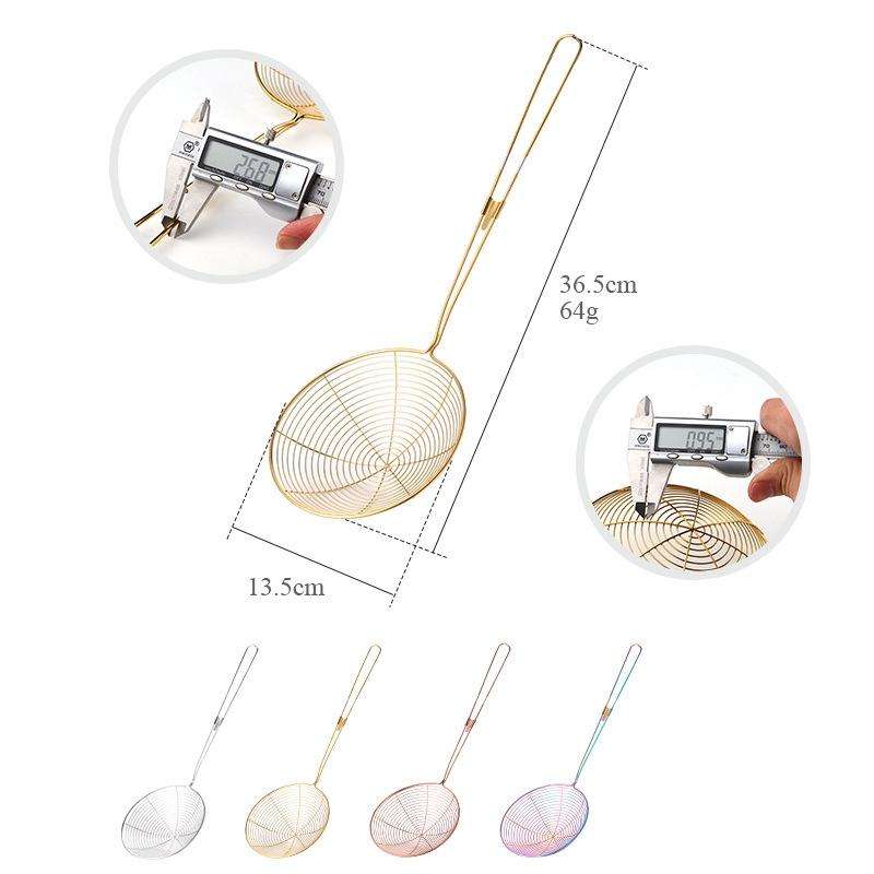 Stainless Steel Colander Noodle Spoon Oil Filter Spoon, Specification: Gold