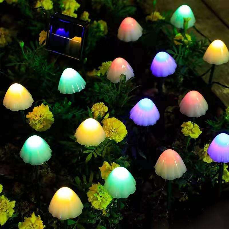 5m 20 LEDs Solar Mushroom Lawn Light Outdoor Waterproof Garden Villa Landscape Decorative String ...