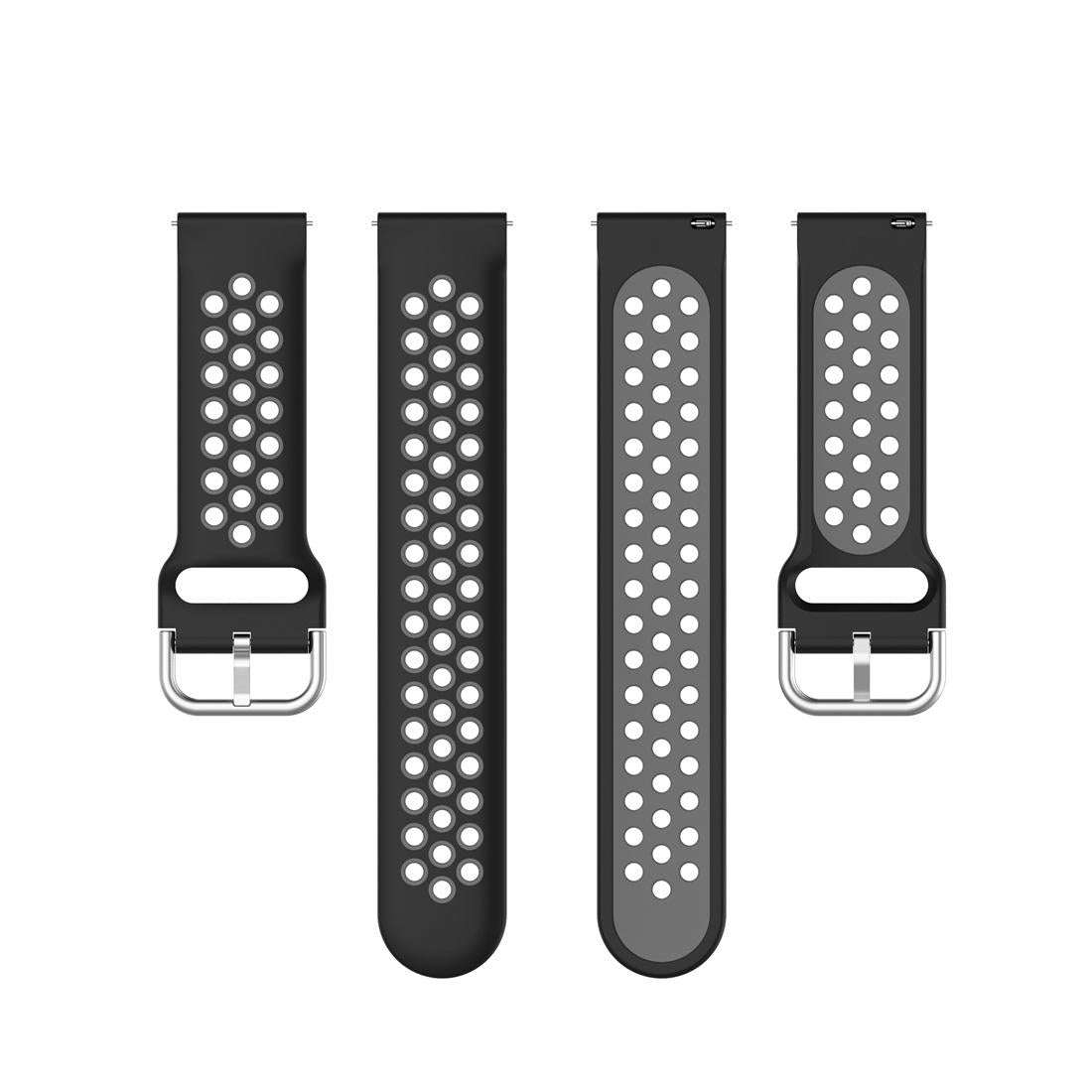 For Fitbit Versa 2 / Versa / Versa Lite 23mm Clasp Two Color Sport Watch Band(Black + Grey)