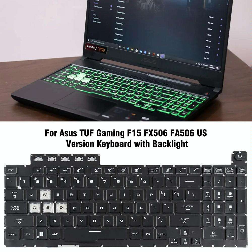 For Asus TUF Gaming F15 FX506 FA506 US Version Backlight Laptop Keyboard(Black)