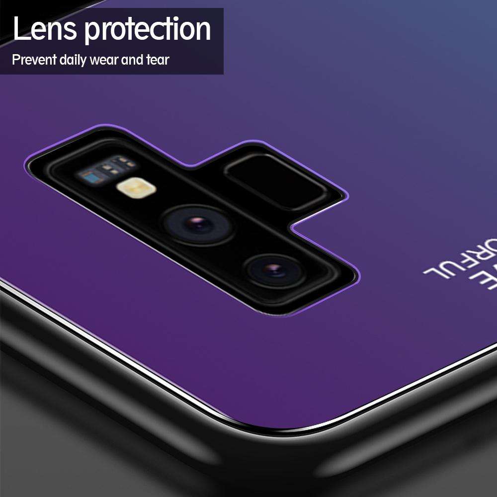 For Galaxy Note 9 Gradient Color Glass Case(Blue)