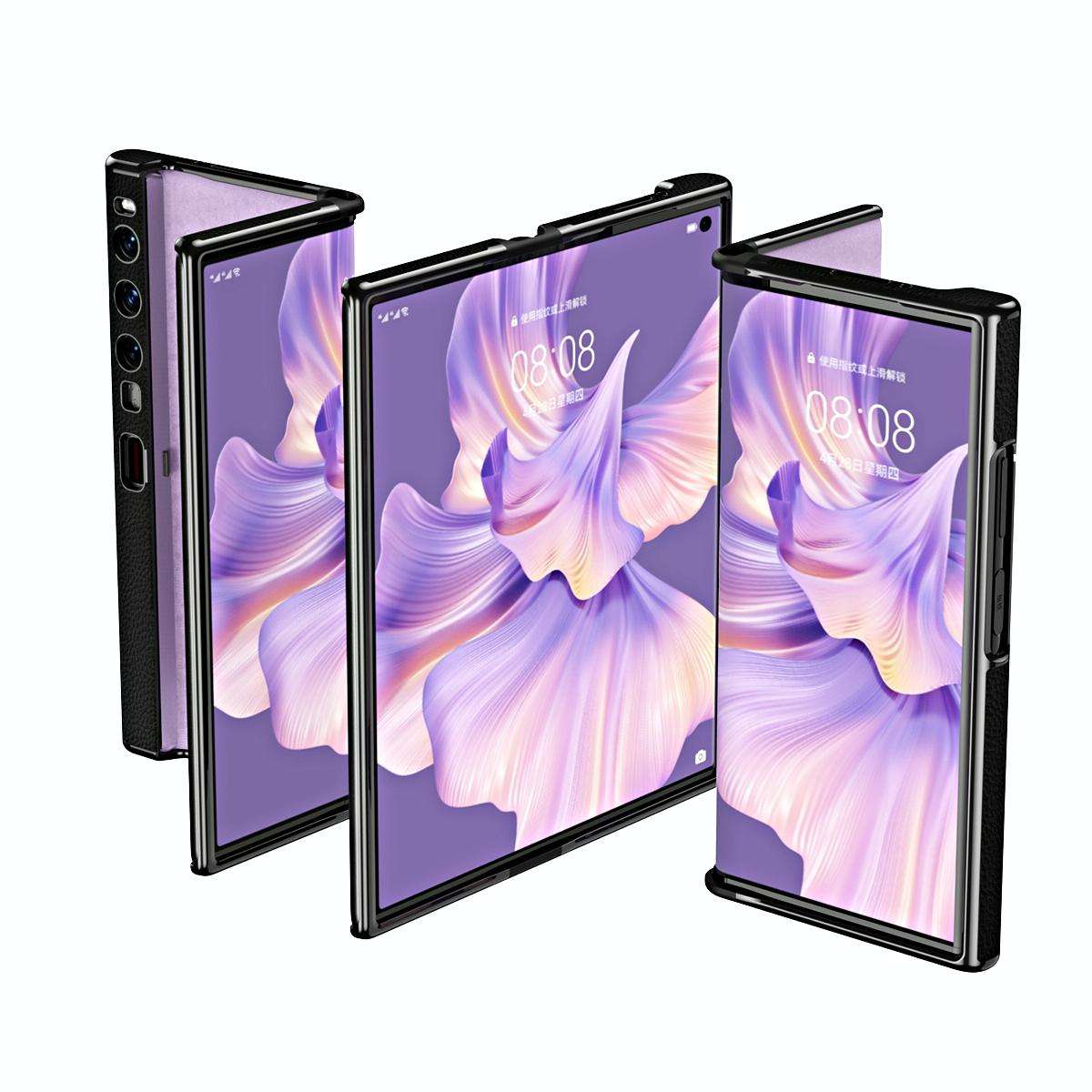 For Huawei Mate Xs 2 Ultra-thin Frame Paste Leather Shockproof Phone Case(Black)