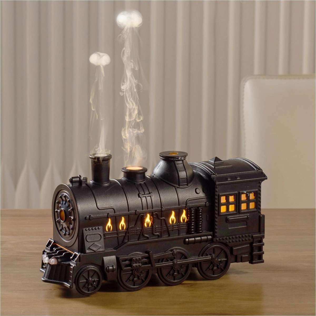 300ml Small Train Essential Oil Diffuser Humidifier With Remote Control US Plug