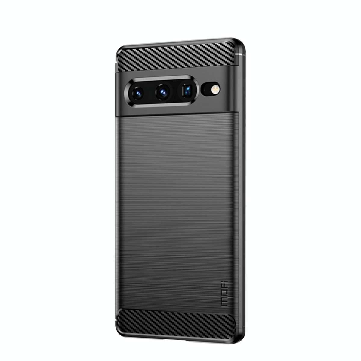 For Google pixel 7 Pro 5G MOFI Gentleness Series Brushed Texture Carbon Fiber TPU Phone Case(Black)