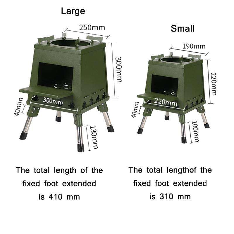 Outdoor Camping Folding Portable Barbecue Wood Stove, Size: Large (Green)