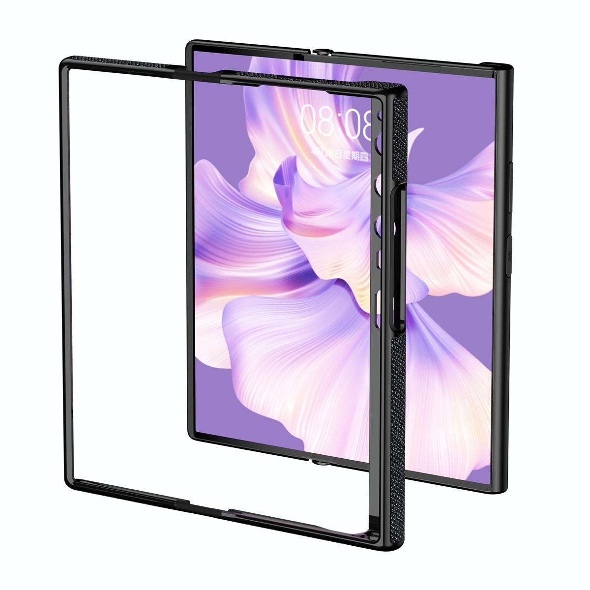 For Huawei Mate Xs 2 Ultra-thin Frame Paste Leather Shockproof Phone Case(Black)