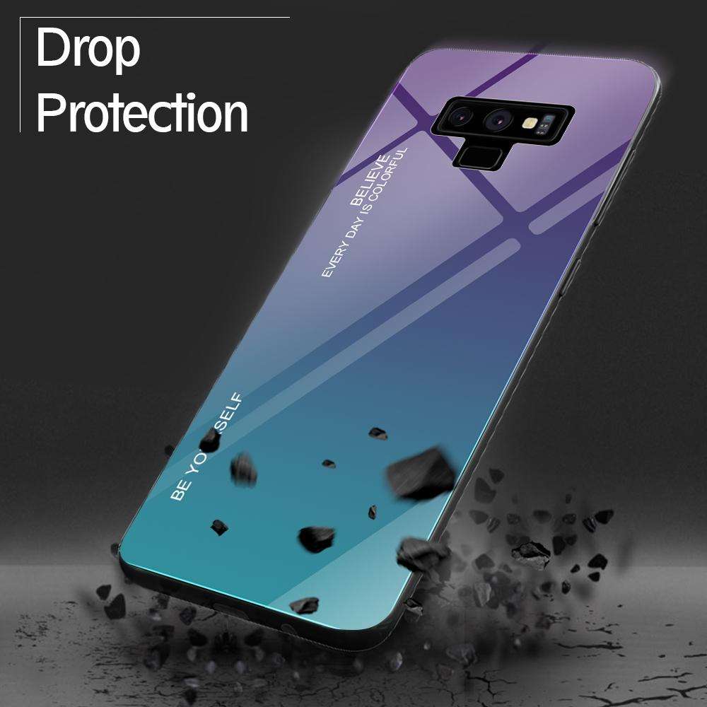 For Galaxy Note 9 Gradient Color Glass Case(Blue)