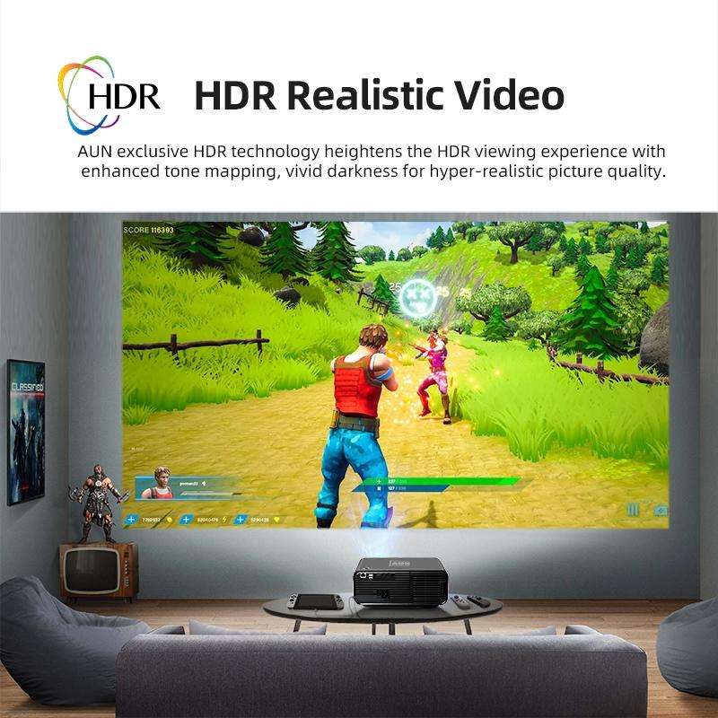 AUN U001 4K 18000 Lumens Portable Home Theater LED HD Digital Projector, EU Plug (Black)