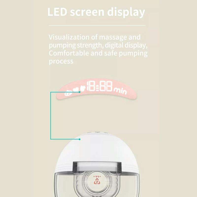 S21 Single Electric Wearable Breast Pump With LED Display, 3 Modes & 12 Levels