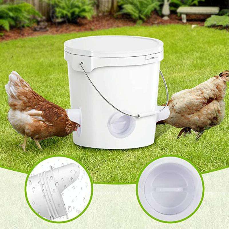 DIY Chicken Feeders Automatic Poultry Feeders Kit for Buckets, Barrels, Troughs, Spec: 4pcs/set O...