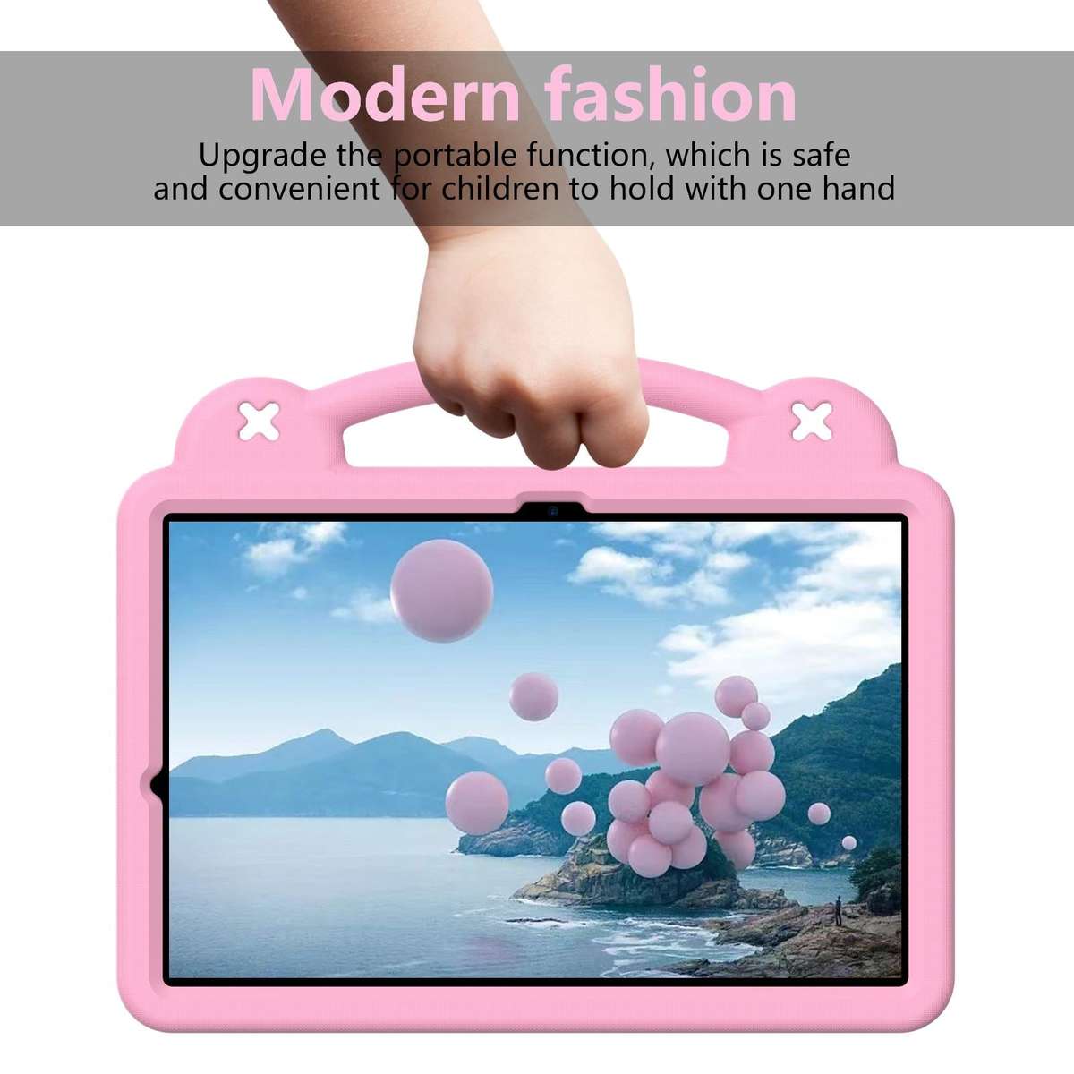For Samsung Galaxy Tab S9 FE+ 12.4 X610N Handle Kickstand Children EVA Shockproof Tablet Case(Pink)