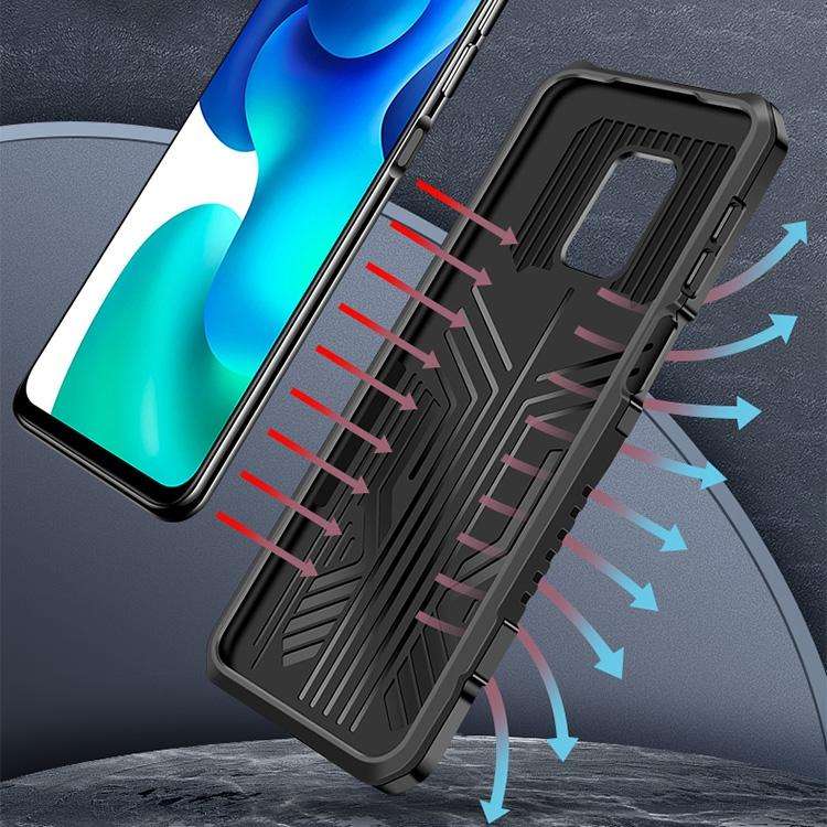 For Xiaomi Redmi Note 9S Machine Armor Warrior Shockproof PC + TPU Protective Case(Coffee)