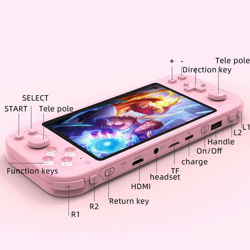 RG3000 Handheld Game Console Support Double Handle Mini Game Console(Purple)