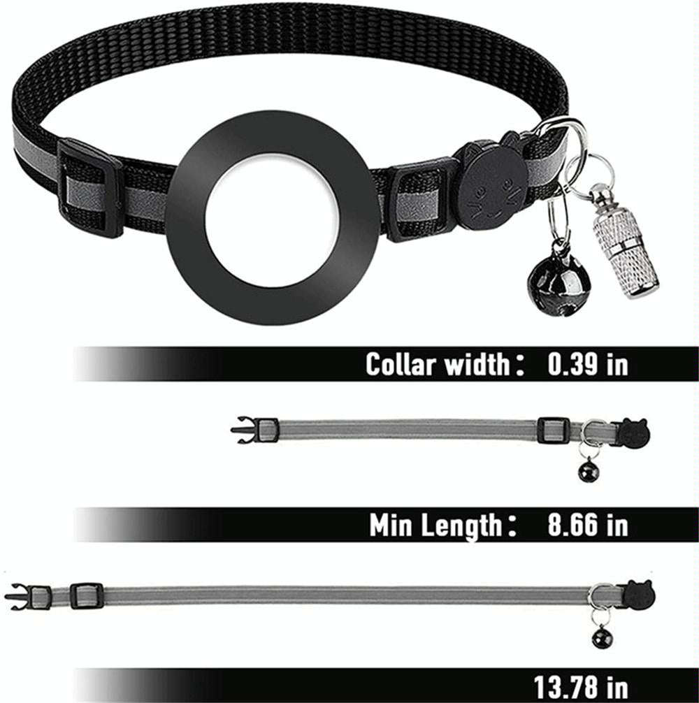 Pet Anti Lost Address Pendant Collar with Bell for Airtag(Black)