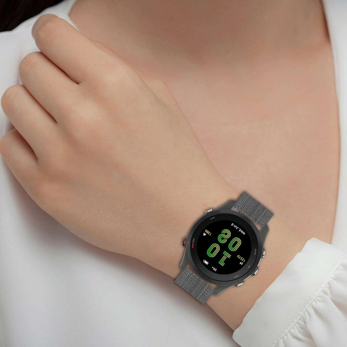 For Garmin Vivomove HR Sport 20mm Nylon Woven Watch Band(Dark Grey)