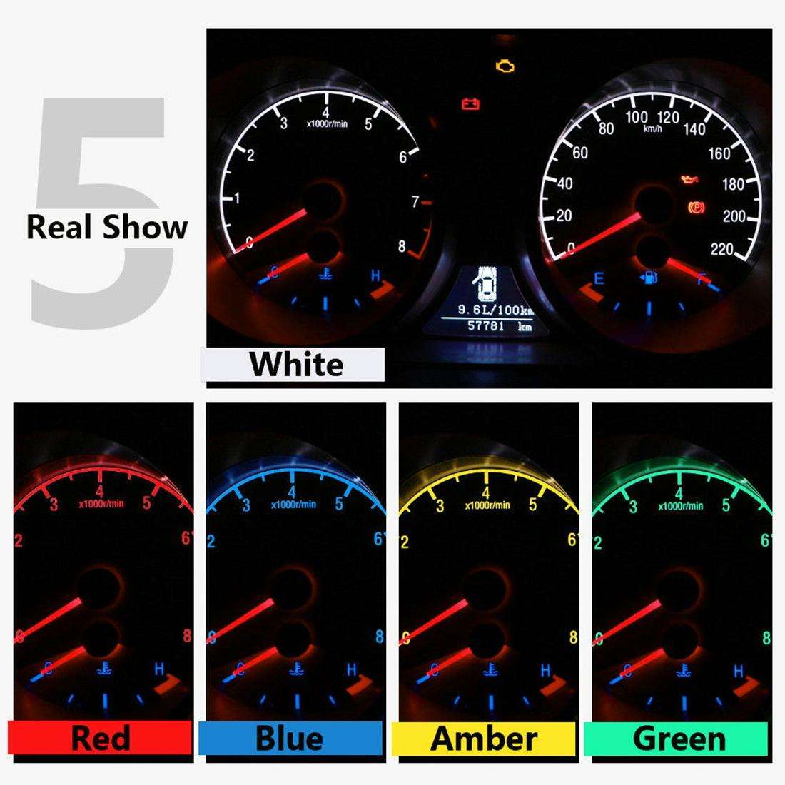 10 PCS 2W T3 Wedge Instrument Panel LED Light Dashboard Gauge Cluster Indicator Lamp Bulb(White L...