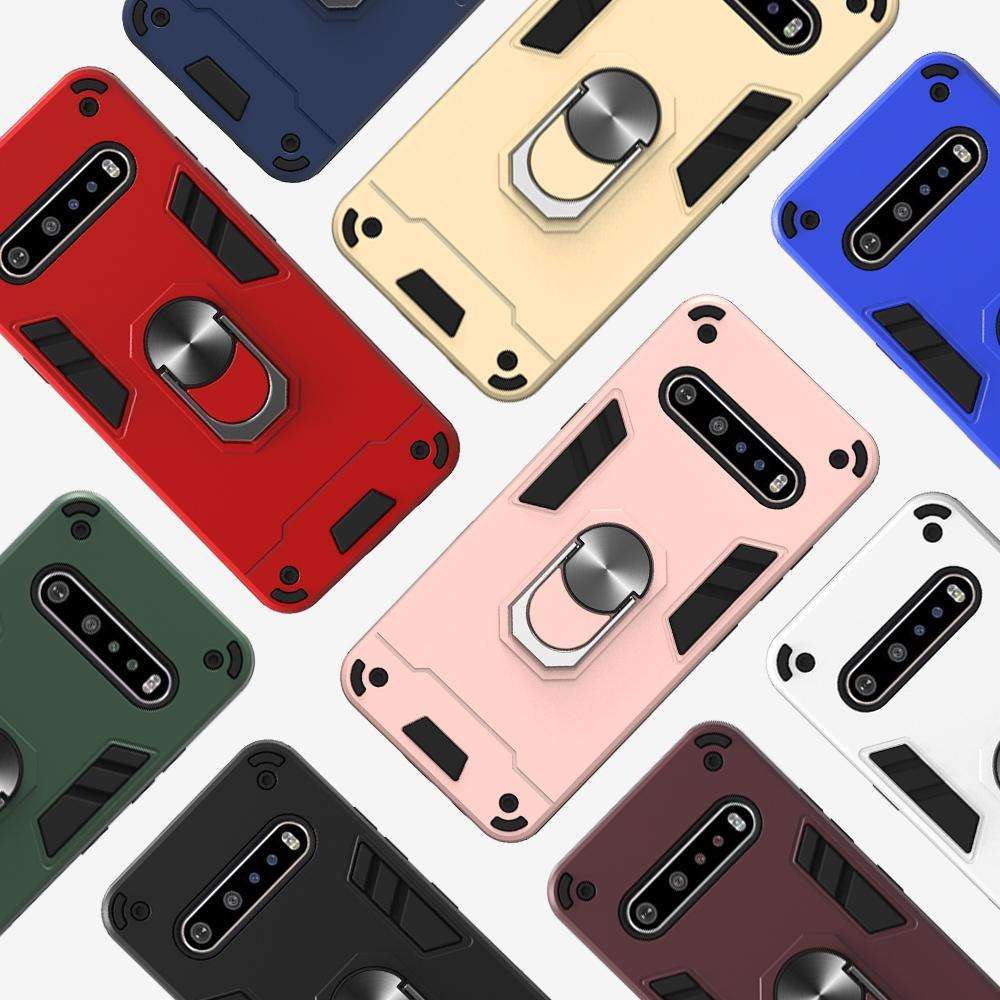 For LG V60 ThinQ 5G 2 in 1 Armour Series PC + TPU Protective Case with Ring Holder(Black)