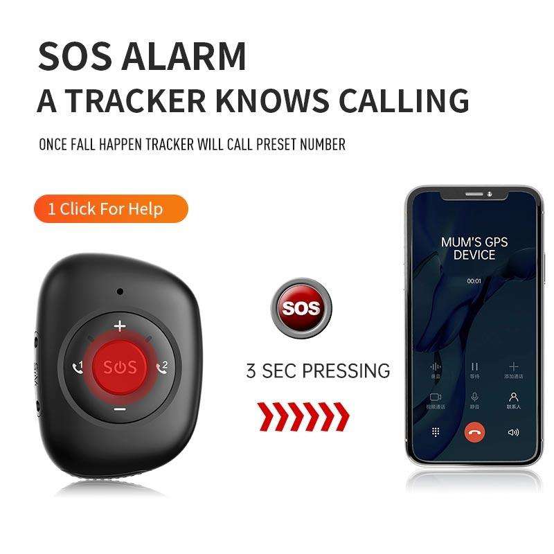 RF-V50 IP67 Waterproof 4G LTE 3G 2G GSM Elderly SOS Button Emergency Alarm GPS Tracker(Black)