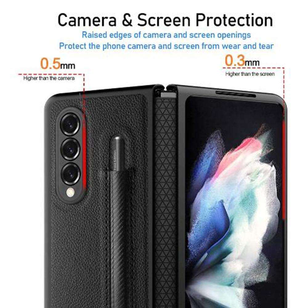 For Samsung Galaxy Z Fold4 Litchi Texture Hinge Protection Folding Phone Case(Black)
