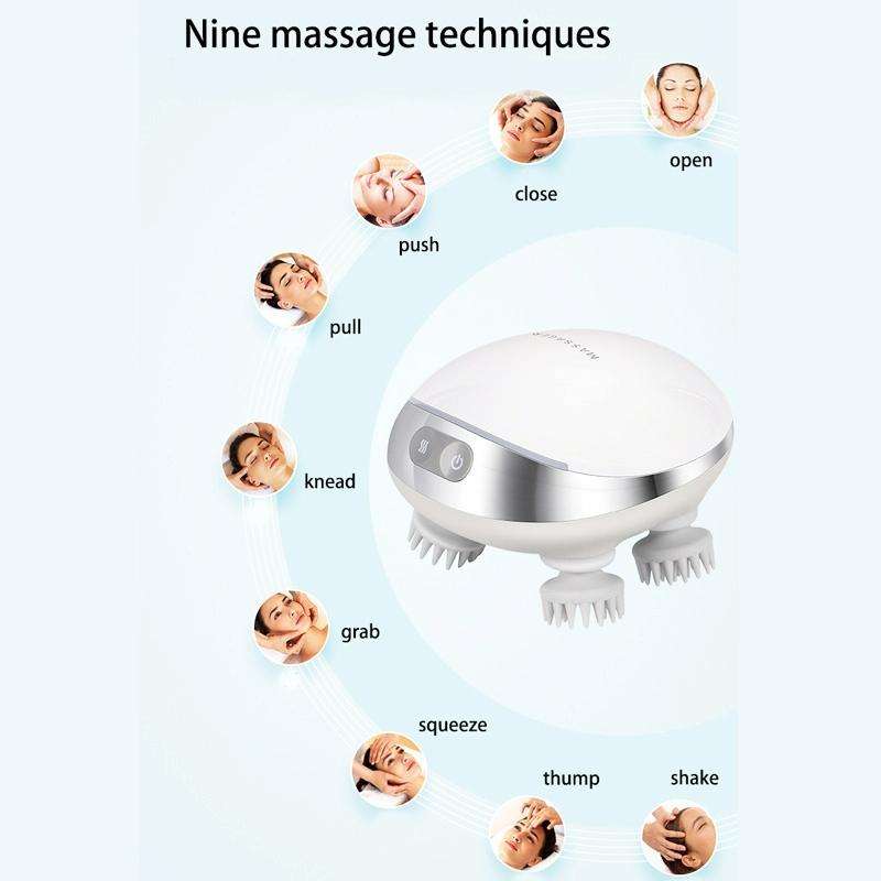 K111 Hot Compress Red Light Head Massager Electric Kneading Vibration Waterproof Head Instrument,...