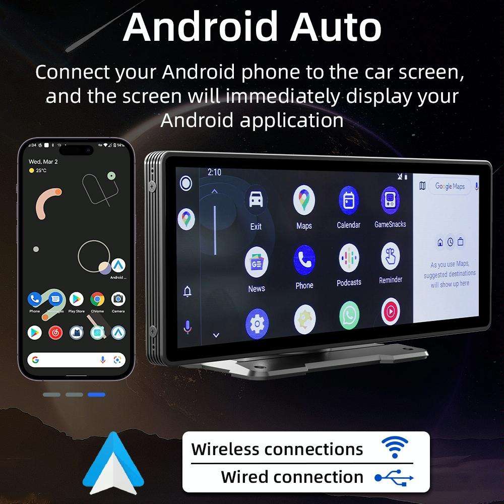B5303 10.26 inch Portable Car MP5 Player Support CarPlay / Android Auto(Black)